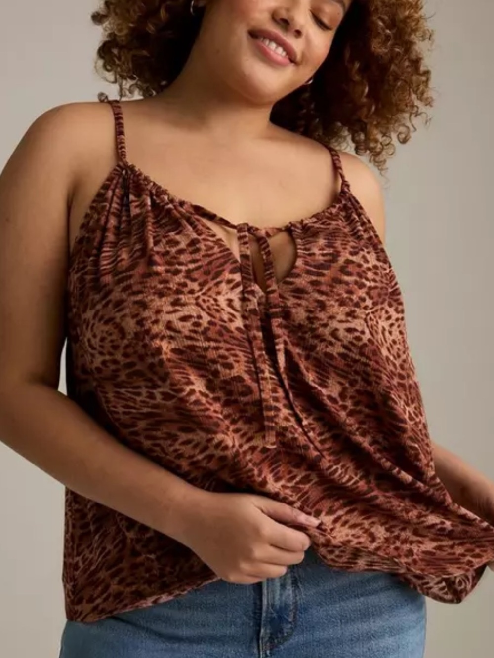 Torrid Festi Crinkle Gauze Halter Top Leopard Print Size 1